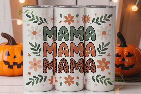 Mama Floral Leopard Tumbler Wrap Sublimation PixelChick 