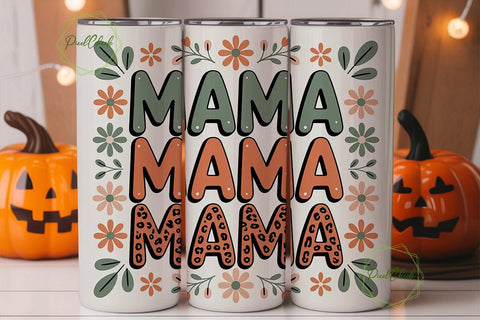 Mama Floral Leopard Tumbler Wrap Sublimation PixelChick 