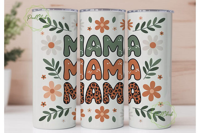 Mama Floral Leopard Tumbler Wrap Sublimation PixelChick 