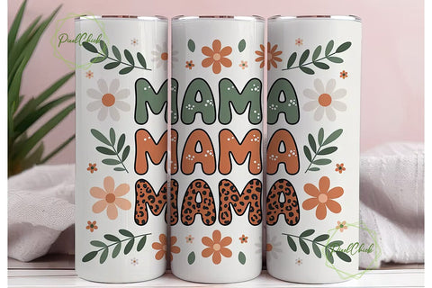 Mama Floral Leopard Tumbler Wrap Sublimation PixelChick 