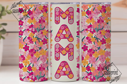 MAMA Floral Pattern 20oz Tumbler Wrap Sublimation sassyprint 