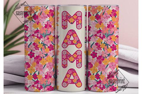 MAMA Floral Pattern 20oz Tumbler Wrap Sublimation sassyprint 