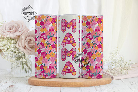 MAMA Floral Pattern 20oz Tumbler Wrap Sublimation sassyprint 