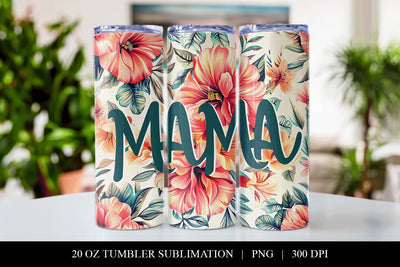 Mama Floral Tumbler Design, Sublimation Tumbler Wrap Sublimation BijouBay 