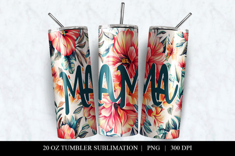 Mama Floral Tumbler Design, Sublimation Tumbler Wrap Sublimation BijouBay 