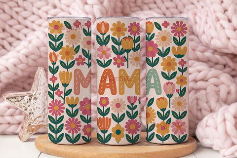 Mama Floral Tumbler Wrap 20oz Sublimation DesignSVG 