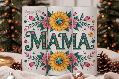 Mama Floral Tumbler Wrap PNG Sublimation DesignSVG 