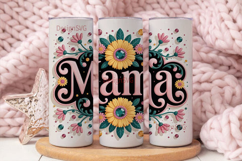 Mama Floral Tumbler Wrap PNG Sublimation DesignSVG 
