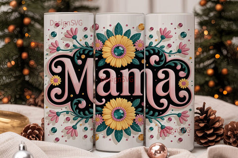 Mama Floral Tumbler Wrap PNG Sublimation DesignSVG 