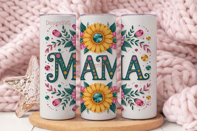 Mama Floral Tumbler Wrap PNG Sublimation DesignSVG 