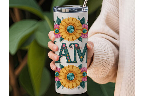 Mama Floral Tumbler Wrap PNG Sublimation DesignSVG 