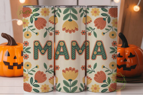 Mama Floral Tumbler Wrap PNG Sublimation PixelChick 