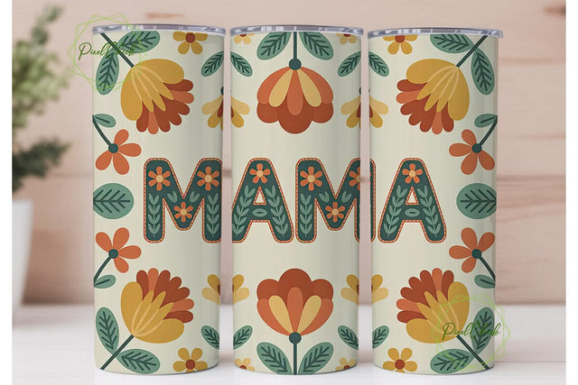 Mama Floral Tumbler Wrap PNG Sublimation PixelChick 