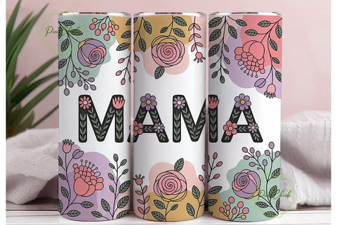 Mama Floral Tumbler Wrap PNG Sublimation PixelChick 