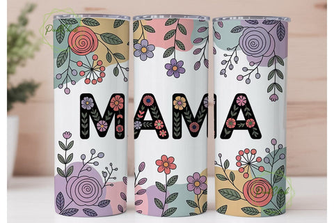 Mama Floral Tumbler Wrap PNG Sublimation PixelChick 