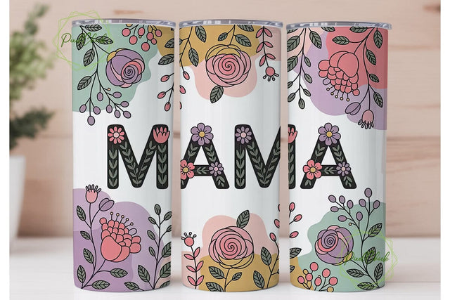 Mama Floral Tumbler Wrap PNG Sublimation PixelChick 