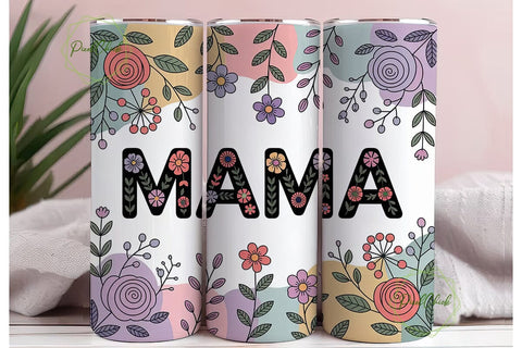 Mama Floral Tumbler Wrap PNG Sublimation PixelChick 
