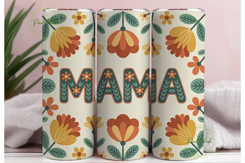 Mama Floral Tumbler Wrap PNG Sublimation PixelChick 