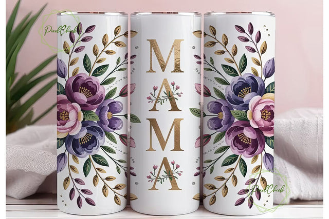 Mama Floral Tumbler Wrap PNG Sublimation PixelChick 