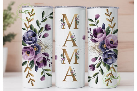Mama Floral Tumbler Wrap PNG Sublimation PixelChick 
