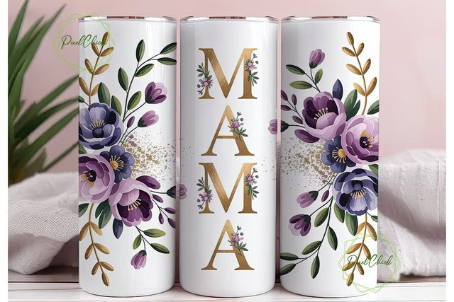 Mama Floral Tumbler Wrap PNG Sublimation PixelChick 