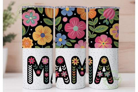 Mama Floral Tumbler Wrap PNG Sublimation PixelChick 