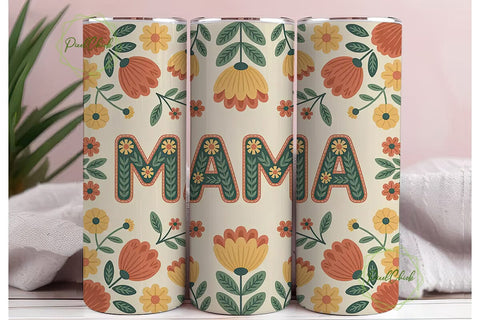 Mama Floral Tumbler Wrap PNG Sublimation PixelChick 