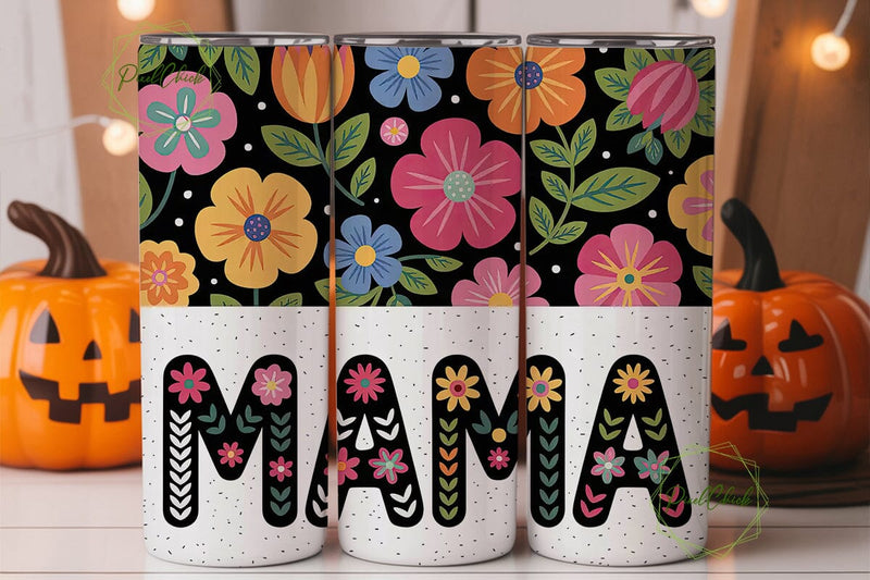 Mama Floral Tumbler Wrap PNG Sublimation PixelChick 