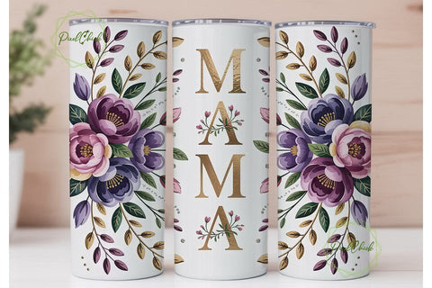 Mama Floral Tumbler Wrap PNG Sublimation PixelChick 