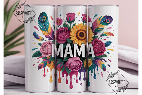 Mama Floral Tumbler Wrap PNG Sublimation sassyprint 