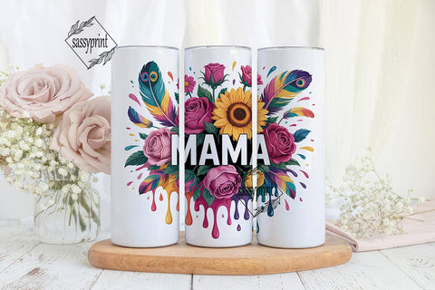 Mama Floral Tumbler Wrap PNG Sublimation sassyprint 