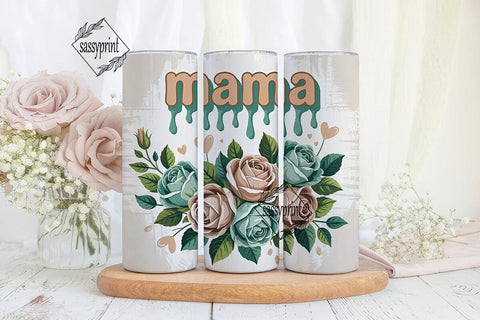 Mama Floral Tumbler Wrap PNG Sublimation sassyprint 