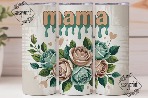 Mama Floral Tumbler Wrap PNG Sublimation sassyprint 