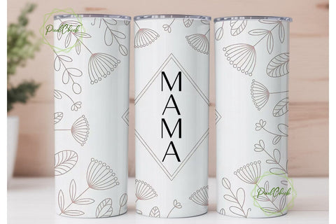 Mama Floral Tumbler Wrap Sublimation PixelChick 