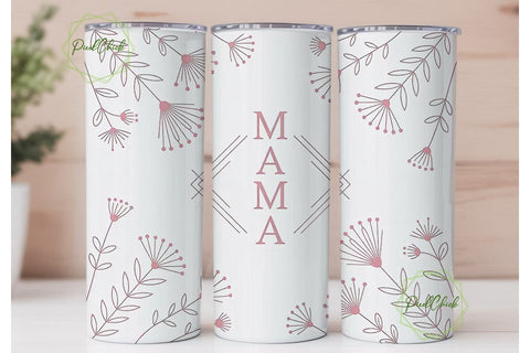 Mama Floral Tumbler Wrap Sublimation PixelChick 