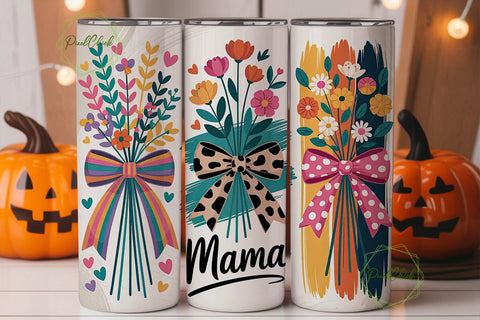 Mama Floral Tumbler Wrap Sublimation PixelChick 