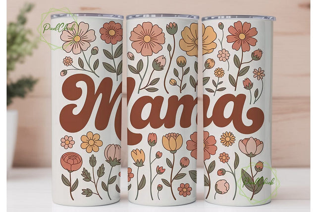 Mama Floral Tumbler Wrap Sublimation PixelChick 