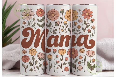 Mama Floral Tumbler Wrap Sublimation PixelChick 