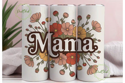 Mama Floral Tumbler Wrap Sublimation PixelChick 