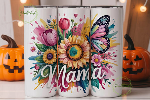 Mama Floral Tumbler Wrap Sublimation PixelChick 