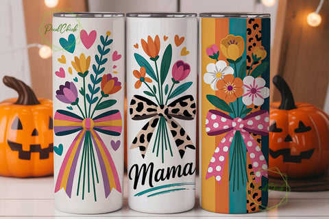 Mama Floral Tumbler Wrap Sublimation PixelChick 