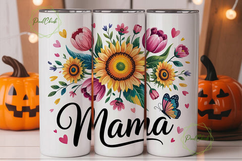 Mama Floral Tumbler Wrap Sublimation PixelChick 