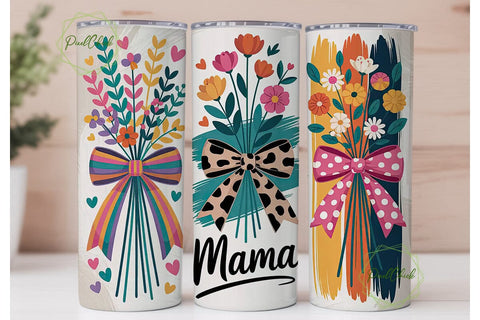 Mama Floral Tumbler Wrap Sublimation PixelChick 