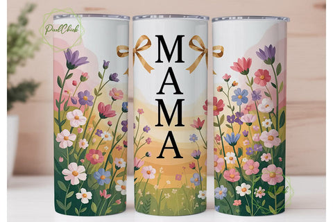 Mama Floral Watercolor 20oz Tumbler Wrap Sublimation PixelChick 