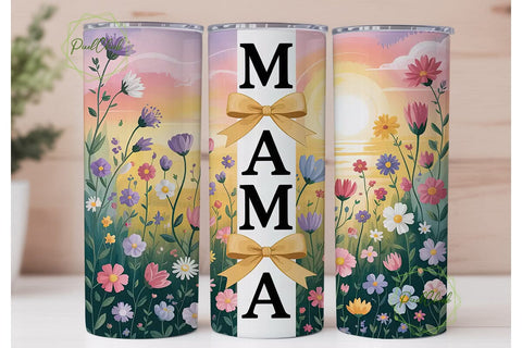Mama Floral Watercolor 20oz Tumbler Wrap Sublimation PixelChick 