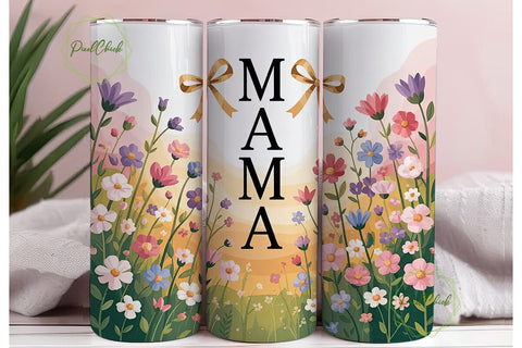 Mama Floral Watercolor 20oz Tumbler Wrap Sublimation PixelChick 
