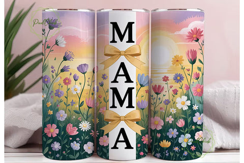 Mama Floral Watercolor 20oz Tumbler Wrap Sublimation PixelChick 