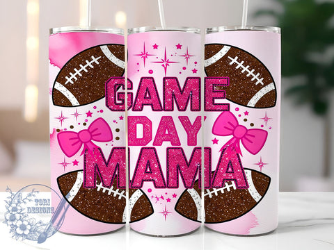 Mama Game Day 20oz Skinny Tumbler PNG, Football Mama Tumbler Wrap, Sublimation Design, Straight & Tapered Tumbler Wrap, Instant Digital Download Sublimation ToriDesigns 