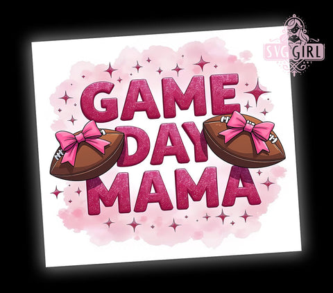Mama Game Day 20oz Tumbler Wrap Sublimation Design, Straight Tapered Tumbler Wrap, Football Mama Tumbler Png, Instant Digital Download Sublimation SvggirlplusArt 