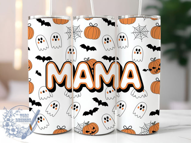 Mama Ghost Pumpkin Halloween Tumbler, Cute Ghost Pumpkin Cup Wrap, 20Oz Sublimation, Bow & Pumpkin Drinkware, Spooky Mom Mug, Autumn Ghost Wrap, Adorable Halloween Cup Print Sublimation ToriDesigns 